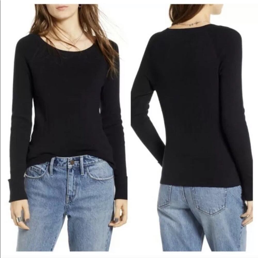 Treasure & Bond • Black Variegated Ribbed Sweater